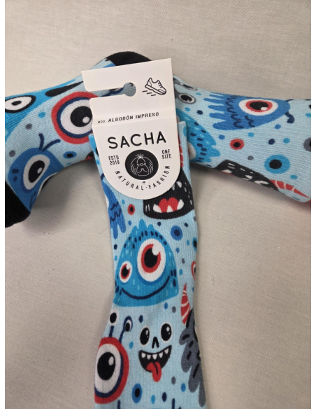 CALCETIN COMODO DE MUJER CON MONSTRUITOS