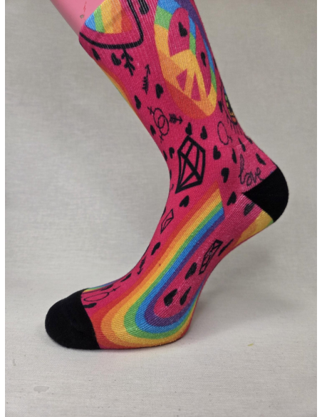 CALCETIN DIVERTIDO ALGODON DE MUJER ARCOIRIS ROSA