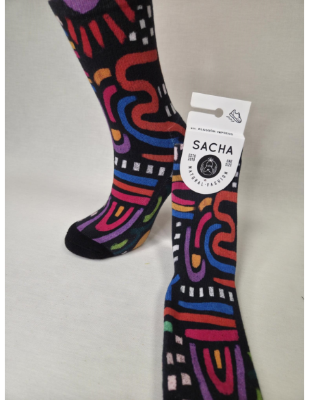 CALCETIN ORIGINAL ALGODON DE MUJER GEOMETRICO ABSTRACTO