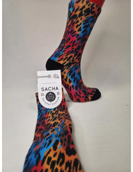 CALCETIN INFORMAL DE ALGODON MUJER CON ANIMAL PRINT MULTICOLOR