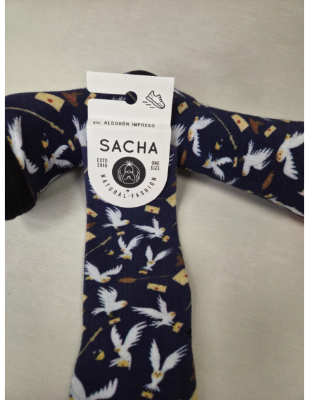 CALCETIN DIFERENTE DE ALGODON CON PALOMAS Y CARTAS