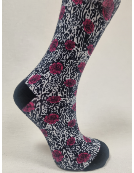 CALCETINES DIVERTIDOS DE MUJER DE BAMBU CON ROSAS