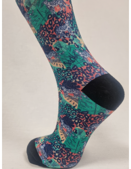 CALCETINES HAPPY DE MUJER EN BAMBU LEOPARDO EN SELVA