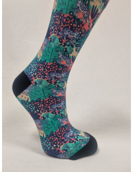 CALCETINES HAPPY DE MUJER EN BAMBU LEOPARDO EN SELVA
