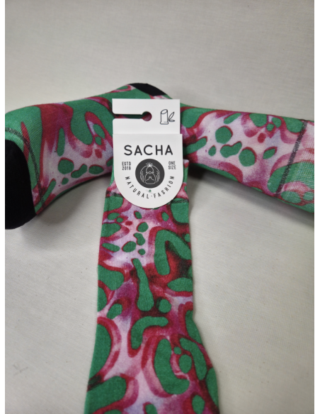 CALCETINES MOLONES DE MUJER DE BAMBU CON DIBUJO ABSTRACTO NEON.