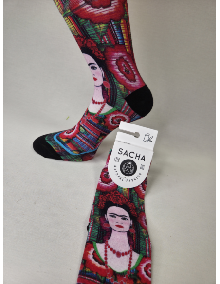 CALCETINES ORIGINALES DE MUJER DE BAMBU CON FRIDA KAHLO.