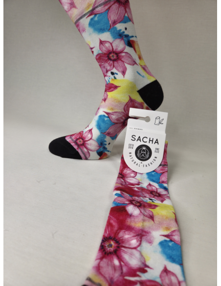 CALCETINES DIVERTIDOS DE MJUJER EN BAMBÚ CON FLORES