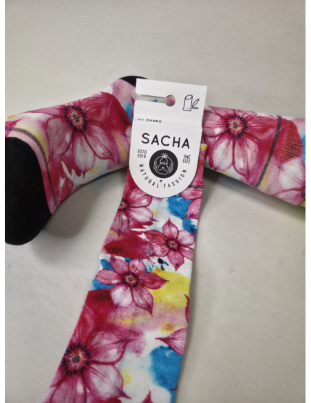 CALCETINES DIVERTIDOS DE MJUJER EN BAMBÚ CON FLORES