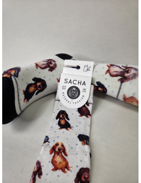 CALCETINES GRACIOSOS DE MUJER EN BAMBU DE PERRITOS SALCHICHA.