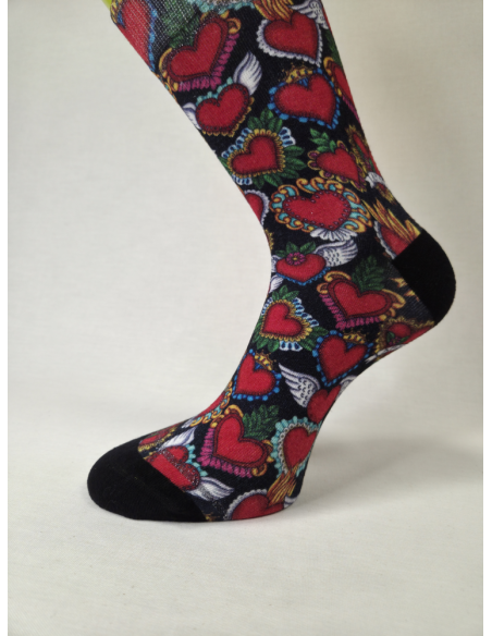 CALCETINES DIVERTIDOS DE MUJER EN BAMBU CON CORAZONES Y PASION.