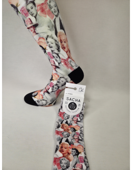 CALCETINES ATREVIDOS DE MUJER EN BAMBU CON GRANDES ICONOS DEL CINE CLASICO.