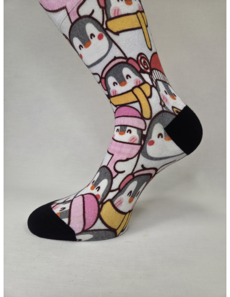 CALCETINES UNICOS DE MUJER BAMBU CON PINGÜINOS.