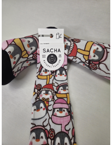 CALCETINES UNICOS DE MUJER BAMBU CON PINGÜINOS.