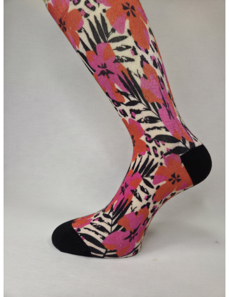 CALCETINES ORIGINALES DE MUJER BAMBU CON SAFARI FLORAL.
