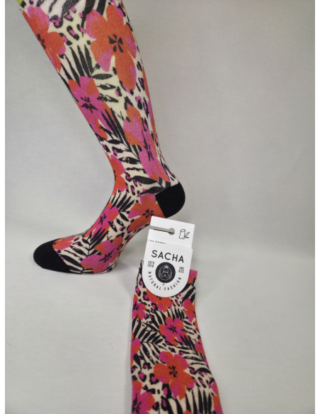 CALCETINES ORIGINALES DE MUJER BAMBU CON SAFARI FLORAL.