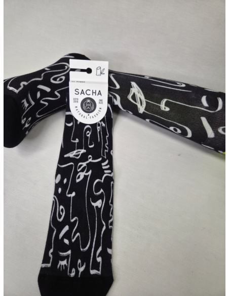 CALCETINES DIVERTIDOS DE MUJER BAMBU CON CARAS MINIMALISTAS.