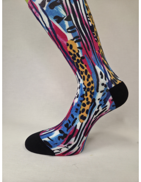 CALCETINES ORIGINALES DE MUJER BAMBU CON SAFARI COLOR BLOCK.