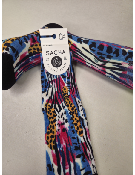 CALCETINES ORIGINALES DE MUJER BAMBU CON SAFARI COLOR BLOCK.