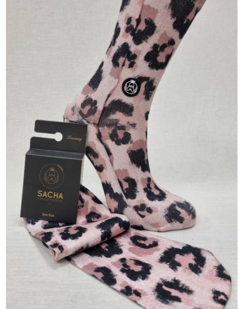 CALCETINES LUREX LEOPARDO ROSA
