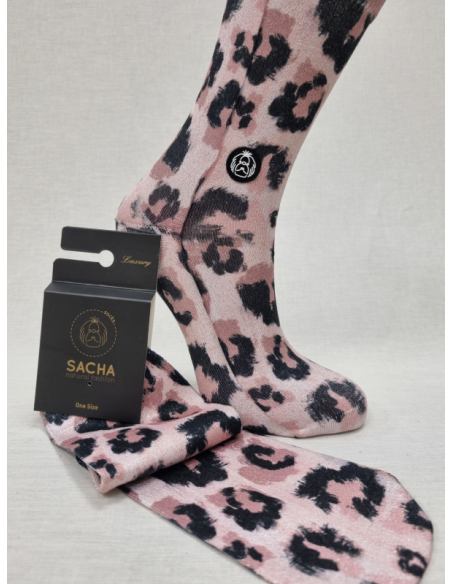 CALCETINES LUREX LEOPARDO ROSA